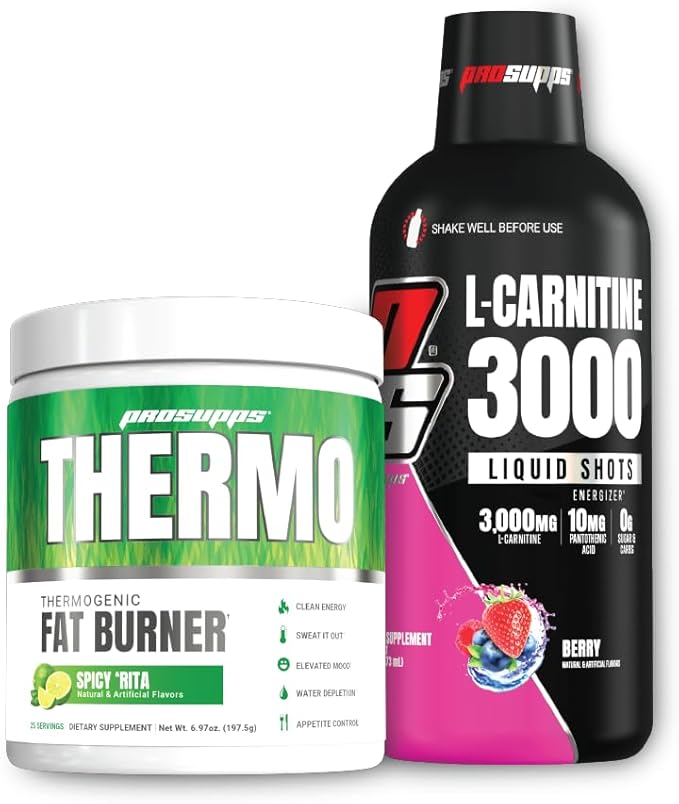 PROSUPPS Thermo Fat Burning Thermogenic Powder Spicy Rita and 3000 L-Carnitine Berry - Weight Management and Pre Workout - Energy Mood Appetite Control -