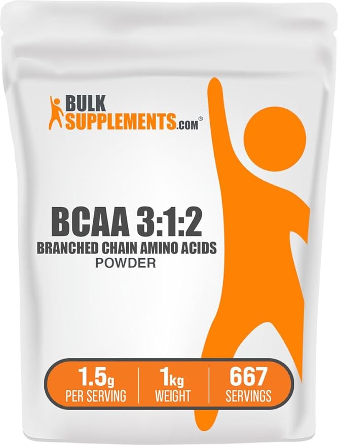 BulkSupplements.com BCAA 3:1:2 Powder - BCAA Supplements Branched Chain Amino Acids Powder - Unflavored &amp Gluten Free 1.5g per Serving 1kg (2.2 lbs) (Pack of 1)