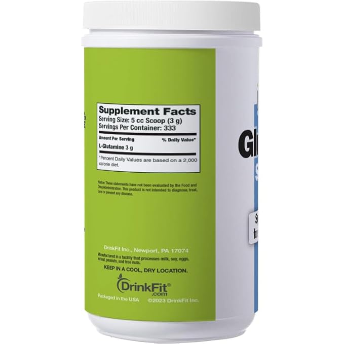 DrinkFit Smoothie Powder Mix | Specially Formulated Boost Supplements for Blended Smoothies | Meal Replacement Shakes Gluten Free - 2.2lbs Jug (Glutamine)