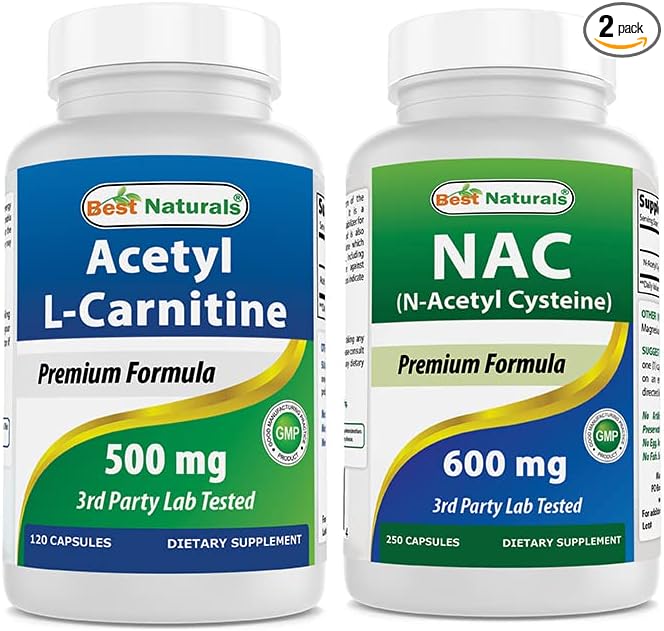 Best Naturals Acetyl L-Carnitine 500 Mg &amp NAC N-Acetyl-Cysteine 600 mg