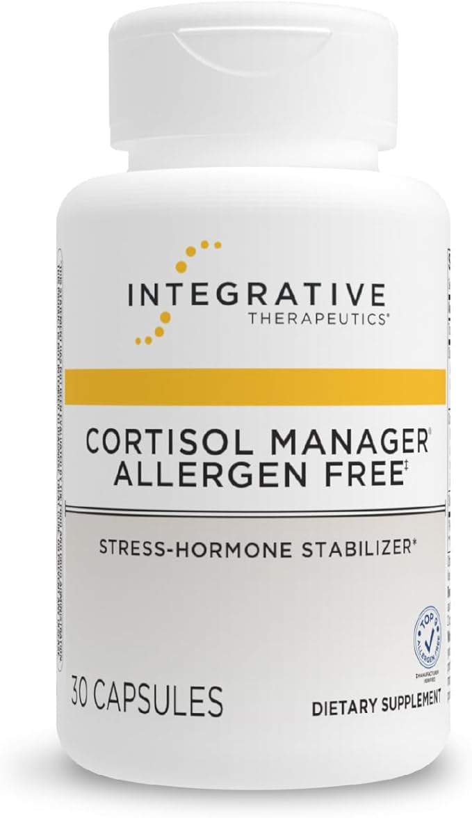 Integrative Therapeutics Cortisol Manager Allergen Free - Adrenal Health Support Supplement for Healthy Stress Response* - Vegan Non-Dairy &amp Gluten-Free - 30 Capsules (15 Servings)