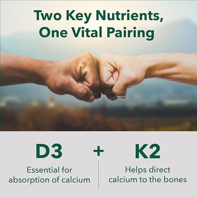 PlantFusion Organic Vegan Vitamin D3 + K2 5000 IU 50MCG – Vitamin D Sourced from Plant Based Lichen and Vitamin K2 for Immune Support and Bone Health - 120 Capsules