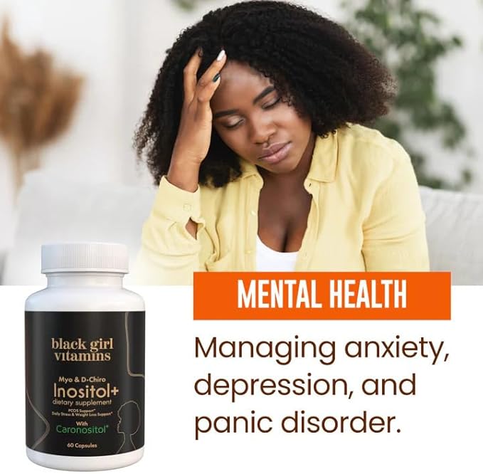 Black Girl Vitamins Inositol Supplement 2000mg Myo + 50mg D-Chiro Vegan Capsules to Support Hormone Balance Healthy Ovarian &amp Menstrual Wellness 60 Count