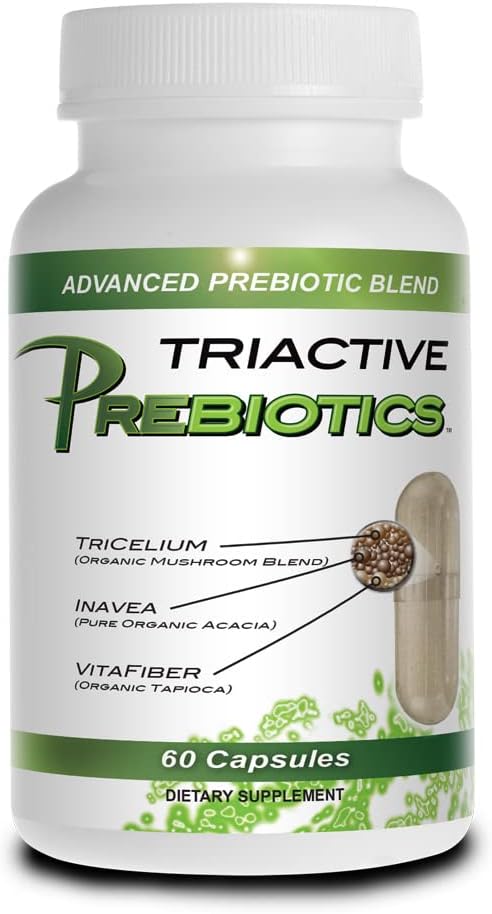Prebiotic Capsules for Women &amp Men – Organic Prebiotics Supplement with Acacia Fiber VitaFiber Tricelium Mushroom Blend – Prebiotic Fiber Supplement for Gut Health Digestion &amp Microbiome Su