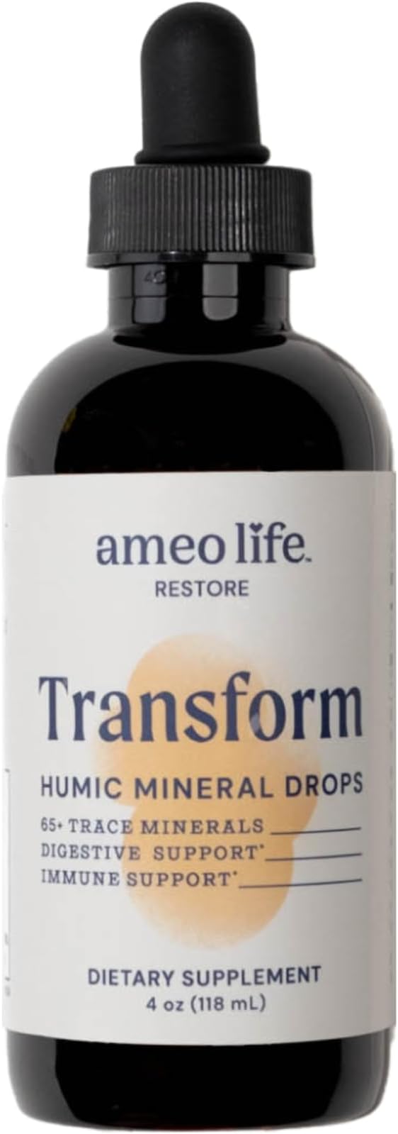 Ameo Life Humic &amp Fulvic Mineral Drops – Ionic Trace Minerals for Immune Digestive &amp Cognitive Support – 65+ Essential Minerals from Organic Soil – Gentle Cleansing – 4 fl oz