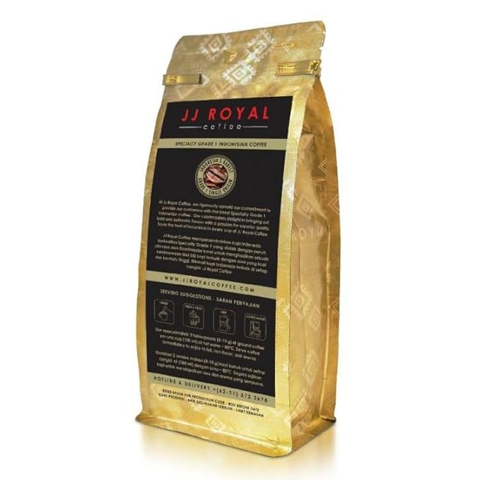 JJ Royal Coffee Toraja Arabica 200g Ground Coffee (Pack of 1)