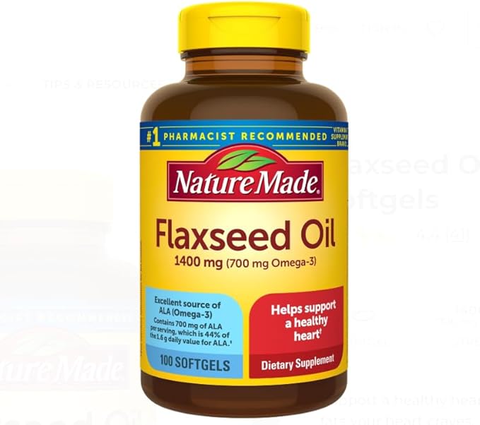 Nature Made Organic Flaxseed Oil 1400 Mg 700Mg Omega 3 100 Liquid Softgels 3 Pack