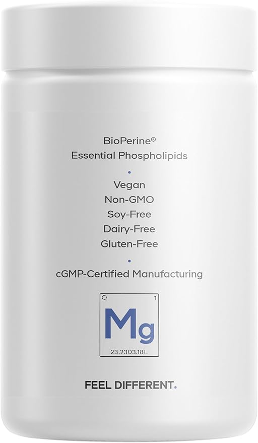 Codeage Liposomal Magnesium Glycinate Supplement - Magnesium Bisglycinate Pills - BioPerine Black Pepper - Liposomal Delivery - Non-GMO Gluten-Free Mineral - 120 Capsules