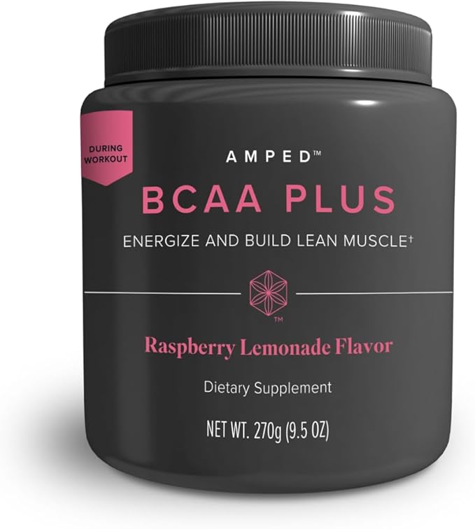 Isagenix Amped BCAA Plus - Help Promote FatBurning and Endurance During Workouts - Raspberry Lemonade Flavor - 9.5 oz Canister - 20 Servings