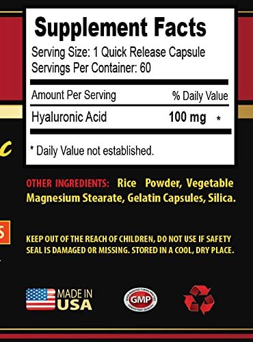 Anti Aging Capsules for face - HYALURONIC Acid Pills 100 mg - hyaluronic Acid Supplements for Eyes - 2 Bottles 120 Capsules