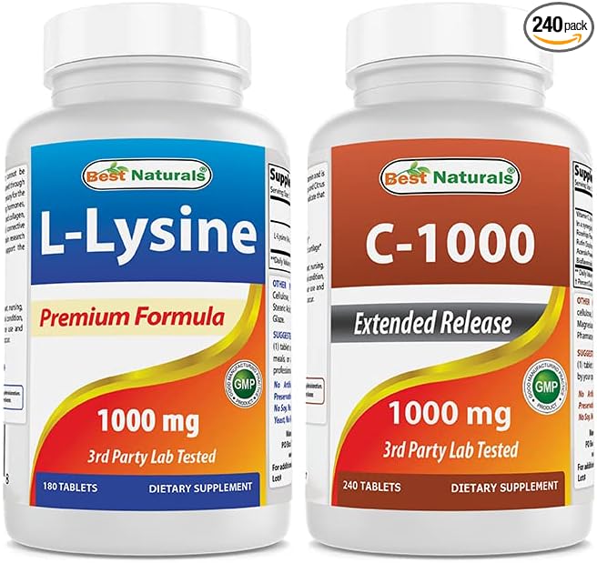 Best Naturals L-Lysine 1000mg &amp Vitamin C 1000 mg