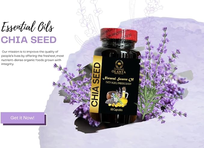 CHIA Seed Supplement - High Fiber and Protein with Omega-3 Supplement chia Seed Vitamin Vegan chia Seed Oil chia Seed Oil softgels - 1 Bottle