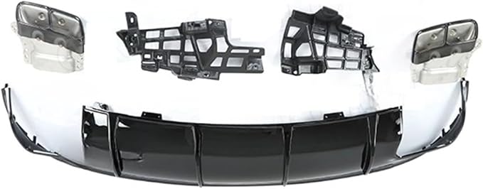 PP Rear Lip Diffuser with Exhaust Tips Compatible for Mercedes Benz CLA Class W117 CLA260 CLA45 2013-2018 Bumper Skid Plate (Color : 2016-2018 Silver)