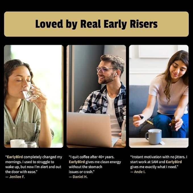 EarlyBird Brain Drops Brain Supplements for Memory and Focus Vitamin B Complex with Cognizin Citicoline Huperzine A B6 Folate and B12 Memory and Cognitive Support Non-Caffeinated Vegan Formula