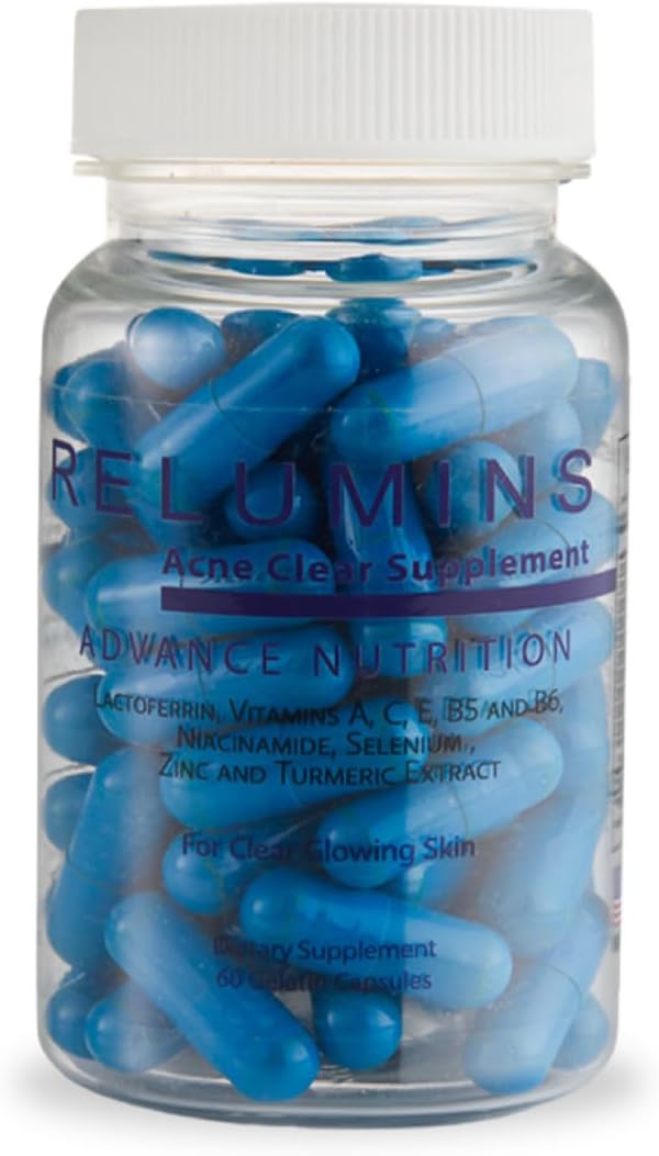Relumins Oral Acne Pills for Clear Skin Natural Acne Supplement with Lactoferrin Zinc Turmeric Extract &amp Vitamins Balances Oily Skin &amp Smooths Texture Ultimate Wellness Gift for Moms 60