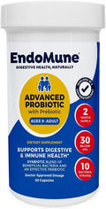 Endomune Advanced Adult Multi-Strain Probiotic Supplement with Prebiotic - 10 Strains 30 Billion CFU - Physician Formulated (60-Count)