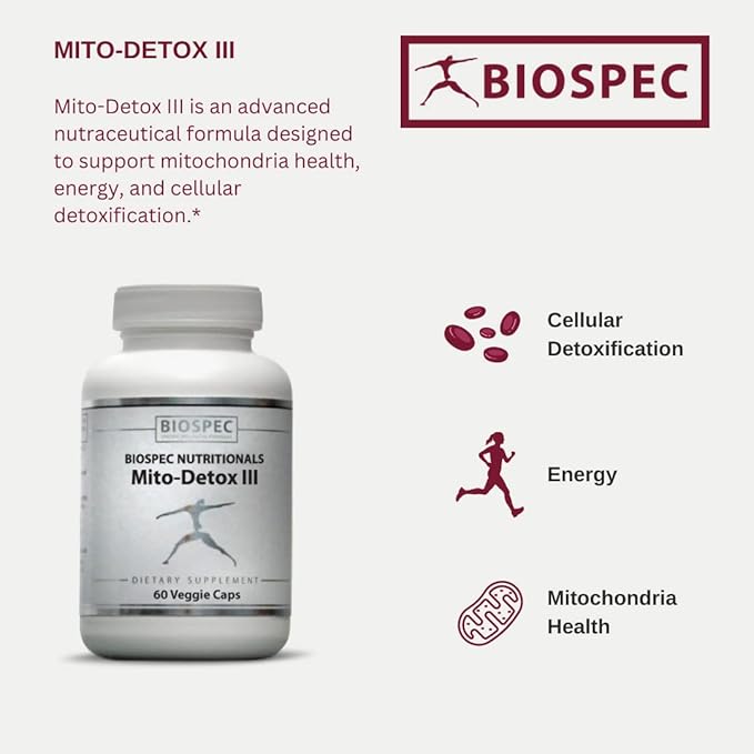 BIOSPEC NUTRITIONALS Mito-Detox III - N-Acetyl Cysteine (NAC) Acetyl L-Carnitine Alpha Lipoic Acid (ALA) Co-Q-10