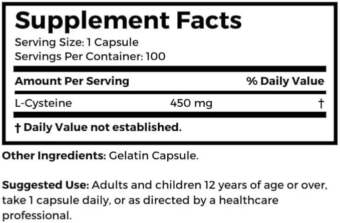 Dr Clark Store Cysteine – 500mg 100 Gelatin Capsules Supports Immune &amp Respiratory Health (Pack of 2)