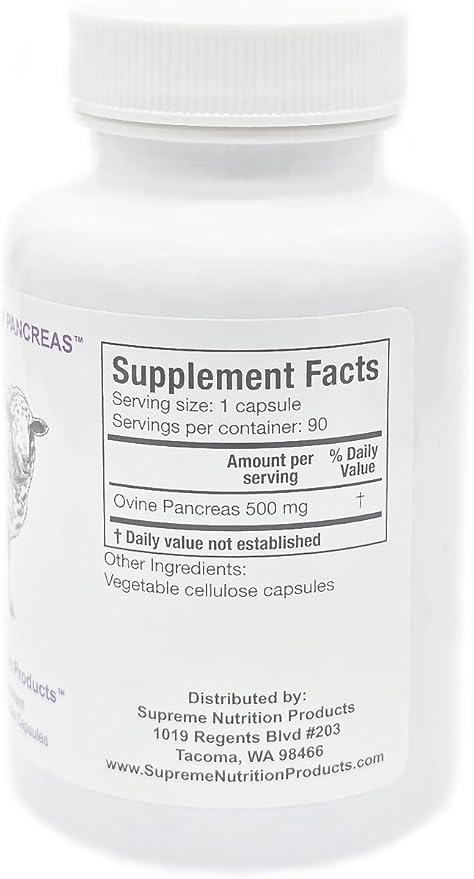 Supreme Nutrition Grass Fed Sheep Pancreas 90 Pure Ovine Pancreas Capsules