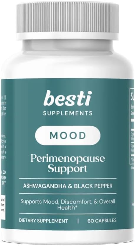 Besti Supplements Mood – Perimenopause Support with Organic Ashwagandha 60 Capsules | Promotes Emotional Balance Calm &amp Resilience