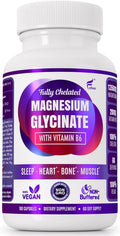 Folona Magnesium Glycinate with Vitamin B6 Research Proven to Enhance Absorption 1350mg Fully Chelated - Supports Sleep Stress Relief Energy Muscle Cramps - Gluten Free NonGMO 180 Vegan Capsules