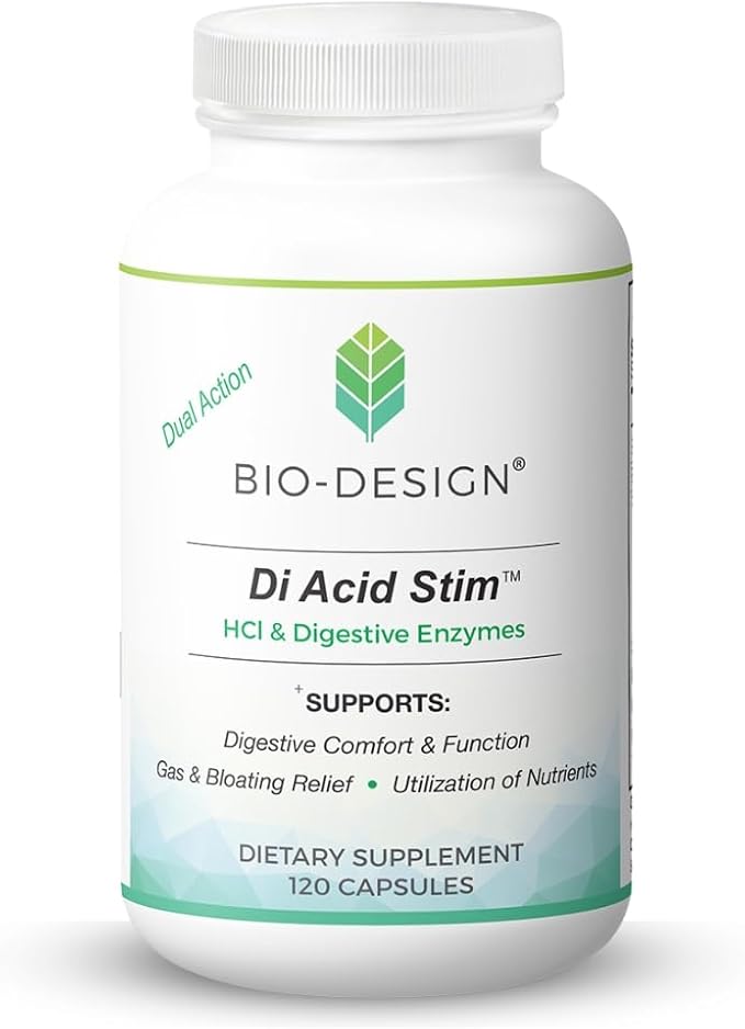 DiAcid Stim - Betaine Hydrochloride Acid + Digestive Enzyme Supplement - Supports Healthy Digestion of Protein Fat Carbs &amp Dairy – Relief from Occasional Gas &amp Bloating - 120 Capsules