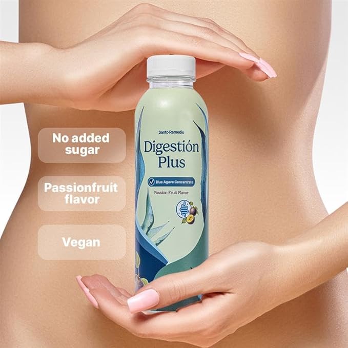 Santo Remedio Digestion Plus Concentrated Blue Agave Drink 30 Servings Passionfruit Flavor Vegan Gluten-Free Non-GMO No Added Sugar (Pack of 2)