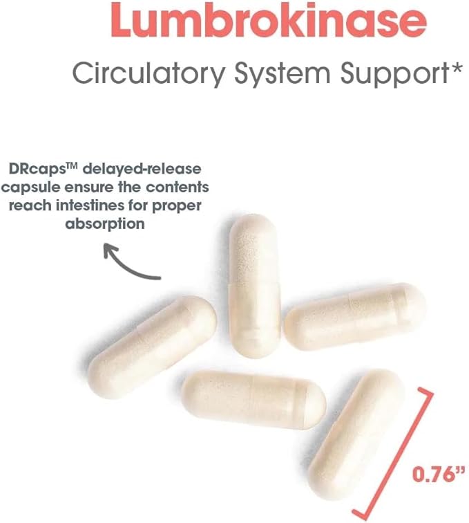 Nutricology Lumbrokinase Supplement - Circulatory System Support Supports Blood Circulation Already in The Normal Range - 60 Delayed Release Vegetarian Capsules
