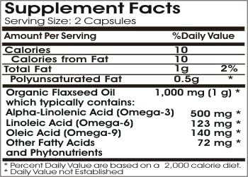 Organic Flaxseed Oil 1000mg Emulsified Dry ~ 100 Capsules - No Additives ~ Naturetition Supplements