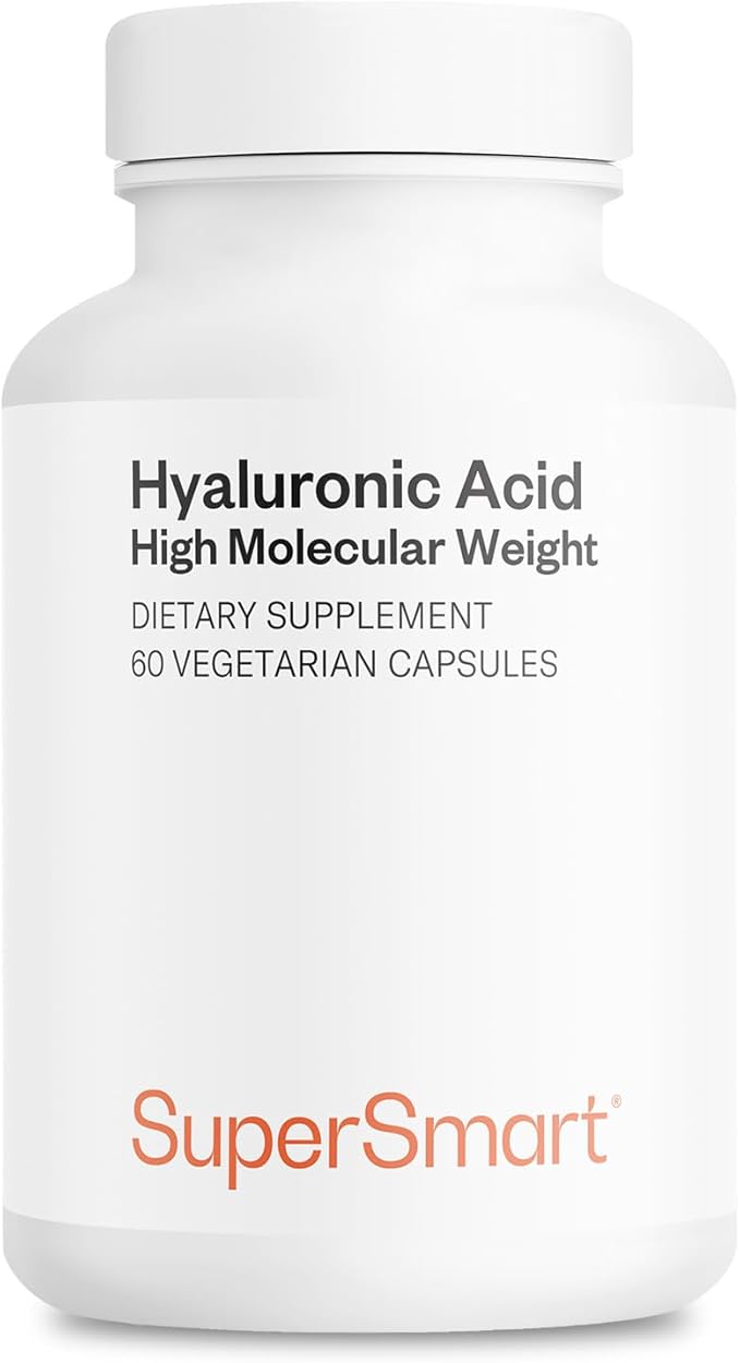 Supersmart Hyaluronic Acid Supplement 300mg per Day (Sodium Hyaluronate) - High Molecular Weight 1.2 Million Daltons | Non-GMO &amp Gluten Free - 60 Vegetarian Capsules