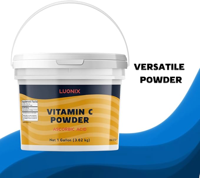 Luonix Vitamin C Powder 1 Gallon Bucket Ascorbic Acid Supplement (Pack of 2)