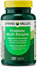 H4U Spring Valley Probiotic Multi-Enzyme Digestive Formula Tablets for Digestive Health 200 Count