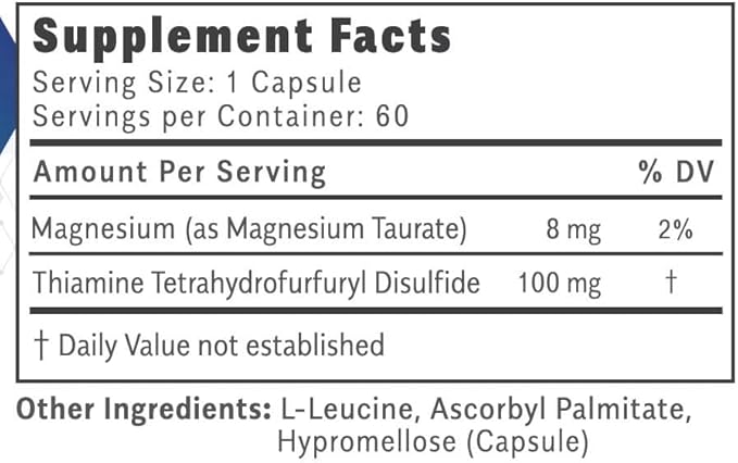 Thiamax Vitamin B1 (Thiamine TTFD) The Original No Toxic Fillers Supports Energy Metabolism High Dose Third Party Tested All Active Ingredients 100mg 180 Count