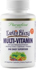 Paradise Herbs Earth's Blend Once Daily Multivitamin with Iron 48 Organic Superfoods Probiotics Antioxidants Vitamins A B12 C D K2 120 Capsules