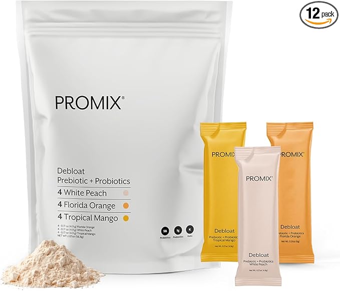 ProMix Nutrition Debloat Prebiotics and Probiotics - Digestive Health Nausea Relief Gut Repair and Bloating Relief for Women and Men - Variety Pack - 12 Servings (Pack of 12)