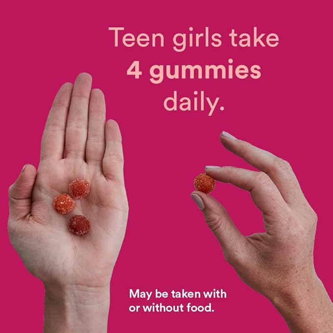 SmartyPants Teen Girl Multivitamin Gummies: Omega 3 Fish Oil (EPA/DHA) Vitamin C D3 B12 Vitamin A K &amp Zinc Gluten Free Includes Biotin to Support Hair Skin &amp Nails 120 Count (30 Day S