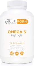 Multiform Vitamins Omega 3 Fish Oil - 2000mg - Burpless Non-GMO No Fishy Aftertaste (180 Capsules)