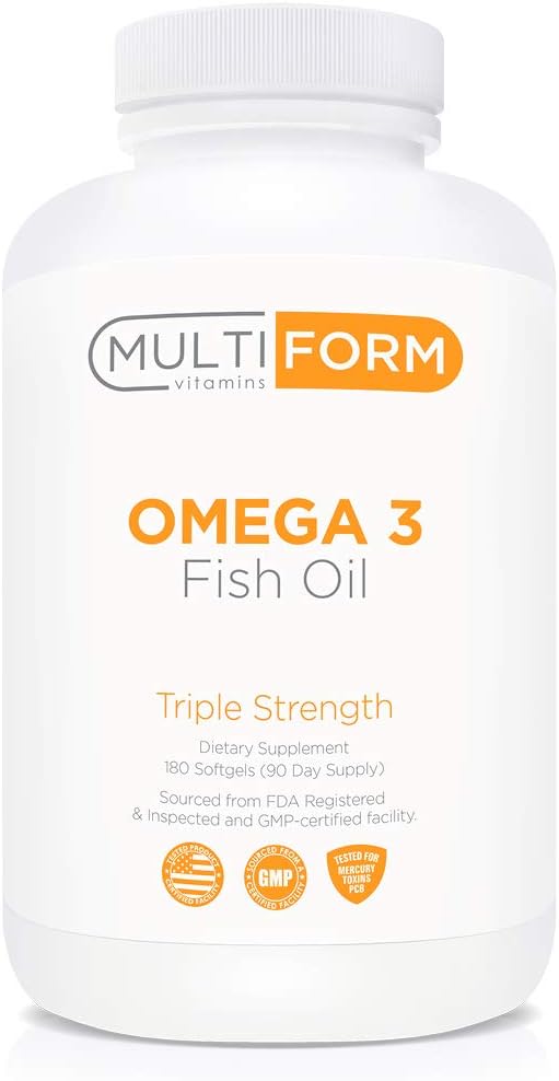 Multiform Vitamins Omega 3 Fish Oil - 2000mg - Burpless Non-GMO No Fishy Aftertaste (180 Capsules)