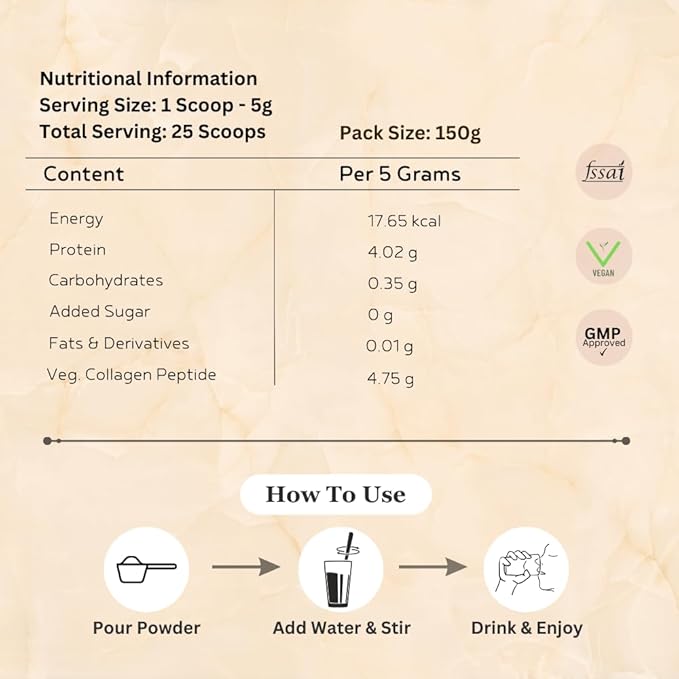 INJA Wellness Veg Collagen Supplement for Women Men 100% Vegetarian Collagen Only Original Veg Collagen Powder No added sugar Improves Skin and Hair Health Reduce Fine Line and Wrinkles
