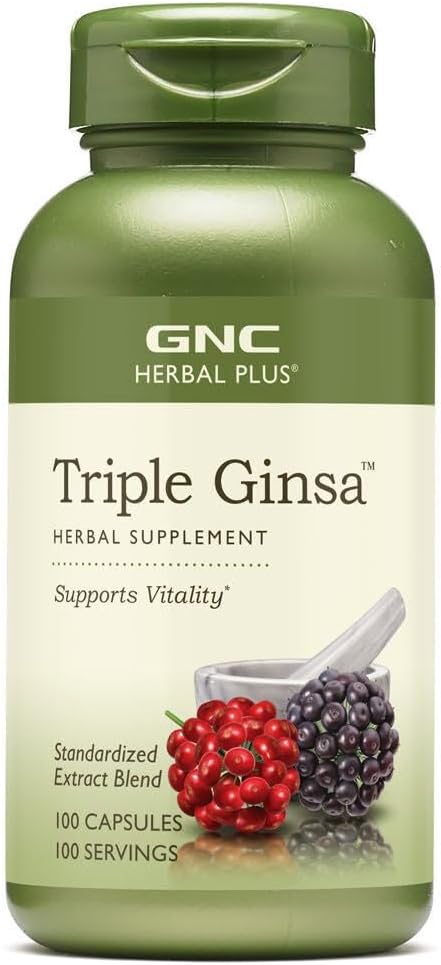 GNC Herbal Plus Triple Ginsa Supplement Supports Vitality 100 Servings