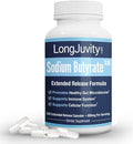 LongJuvity Sodium Butyrate Supplement (300mg) - Optimal Gut Health for Men &amp Women - Digestion Support &amp Leaky Gut Repair - Postbiotic Short Chain Fatty Acid Lab Tested (120 Extended Release