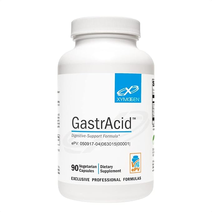 XYMOGEN GastrAcid - Supports Digestive Health - Acid Balance Formula With Betaine HCl &amp Gentian Root - Vegetarian Non-GMO &amp Gluten Free - 90 Capsules