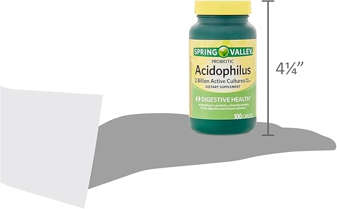 Spring Valley Acidophilus Supplement Probiotics for Women &amp Men Supports Digestive Health 100 Count 2 Billion Active Cultures for a Healthy Digestive System Set wih Basket Goods Store
