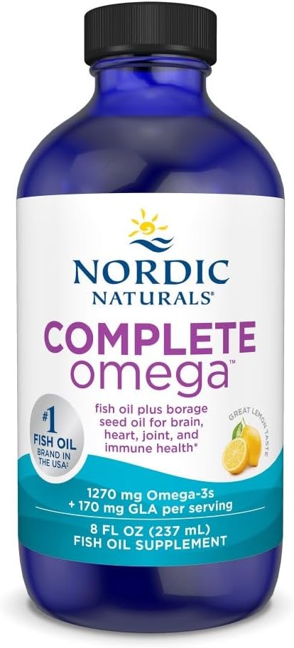 Nordic Naturals Complete Omega Lemon Flavor - 8 oz - 1270 mg Omega-3 - EPA &amp DHA with Added GLA - Healthy Skin Cognition Positive Mood - Non-GMO - 48 Servings