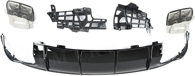 PP Rear Lip Diffuser with Exhaust Tips Compatible for Mercedes-Benz CLA Class W117 CLA260 CLA45 2013-2018 Bumper Skid Plate (Color : 2016-2018 Black)