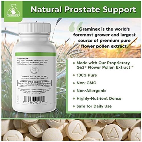 Graminex PollenAid Prostate Supplement: All Natural Prostate Support for Bladder Control &amp Urinary Tract Health Rye Pollen Extract Made in USA 200 Tablets (Pack of 2)