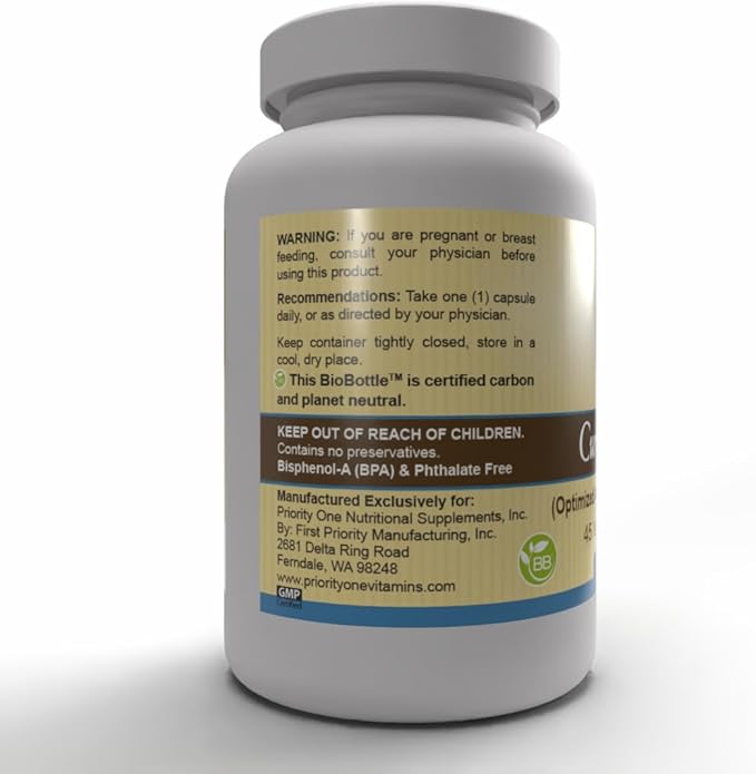 Priority One Vitamins Curcumin Gold 45 Vegetarian Capsules TurmiPure Gold™ is The World’s First bioequivalent Turmeric Extract*