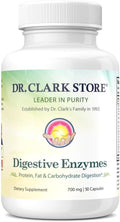 Dr. Clark Digestive Enzymes Supplement – 700mg 50 Gelatin Capsules Promotes Digestive Health &amp Gut Function