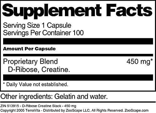 D-Ribose Creatine Stack - 450 mg (100 Capsules ZIN: 513915) - 3 Pack