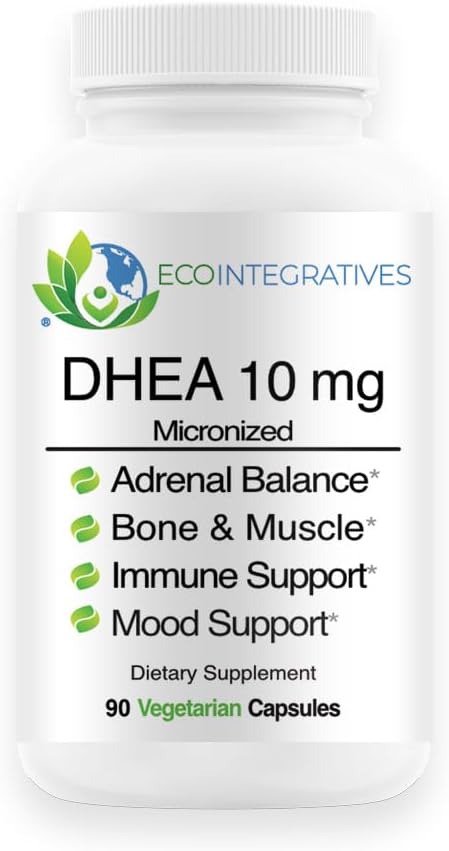 DHEA 10 mg Micronized Supplement – DHEA for Hormonal Balance Adrenal Health Bone &amp Muscle Health for Men &amp Women – Non-GMO Gluten-Free Soy-Free – 90 Vegetarian Capsules